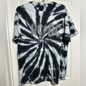 NWOT AC/DC Black and White Tie-Dye Men's Tee